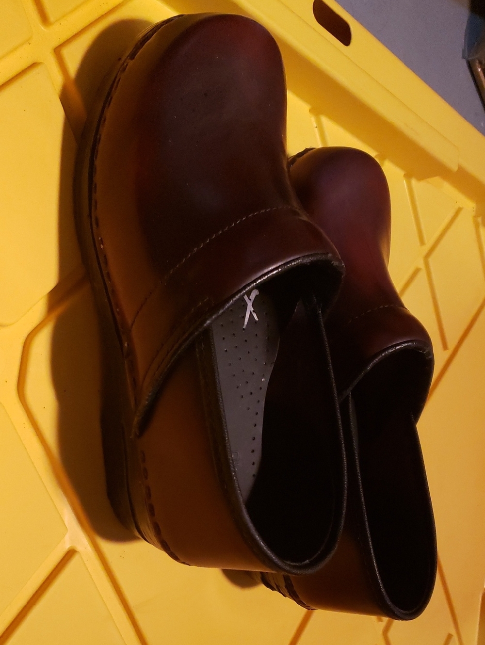 Dansko Slip-On Clogs in Cranberry Leather